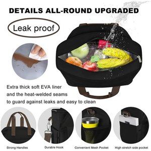 Lunch Bag for Women Insulated Lunch Box Cooler Bag for Adult w/ 4 Ice Pack,Black